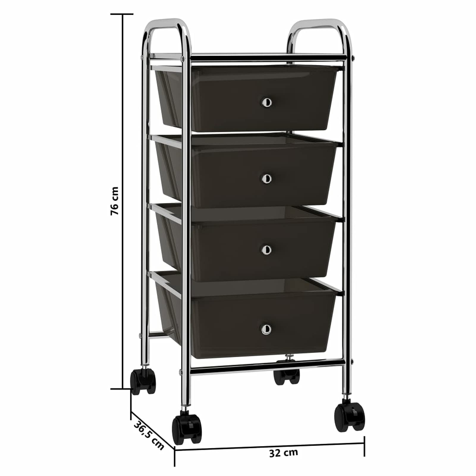 Rantry Carrello Portaoggetti Mobile con 4 Cassetti Nero in Plastica Decorazione da Mobili