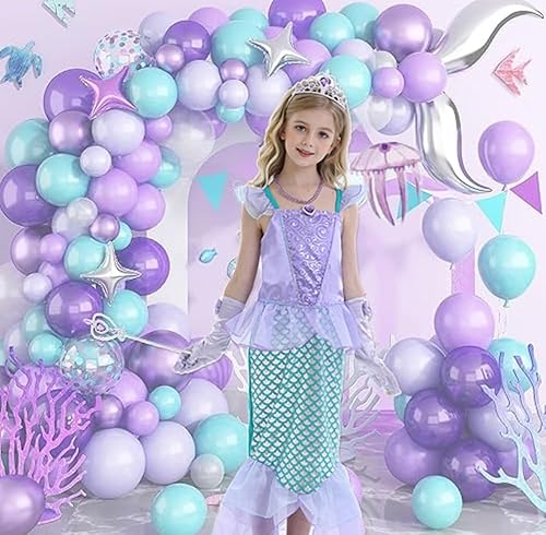 Miniatura 2 de Eledobby Ariel Dress for Girls Little Mermaid Costume Princess Ariel Dress Up Halloween Outfit Birthday Party Clothes