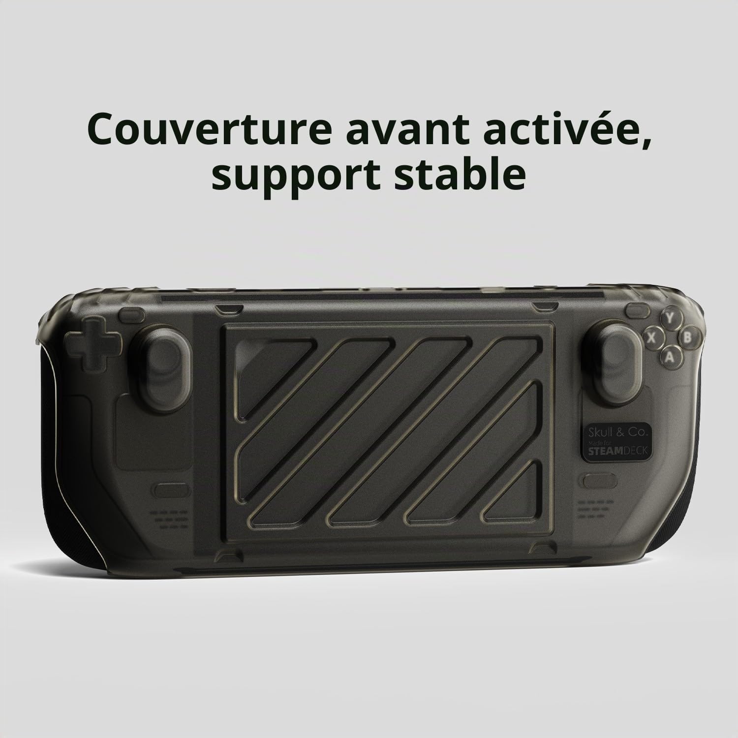 Skull & Co. Stand Grip GripCase Front Cover Bundle for Steam Deck/OLED: Protective Case with Textured Grips Full Protection with Hardshell Front Cover Handheld Design- Smoky Black