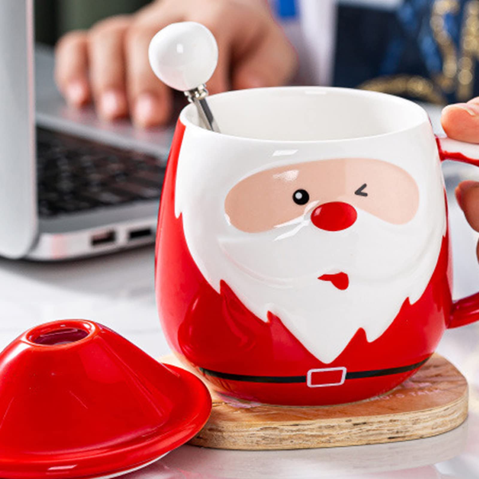 LNGODEHO 300 ML Kerst Dubbellaags Glas Mok - Kerstboom Ster Cup, Hoge Temperatuur Bestand, Dubbele Laag Water Cups, Xmas Geschenken