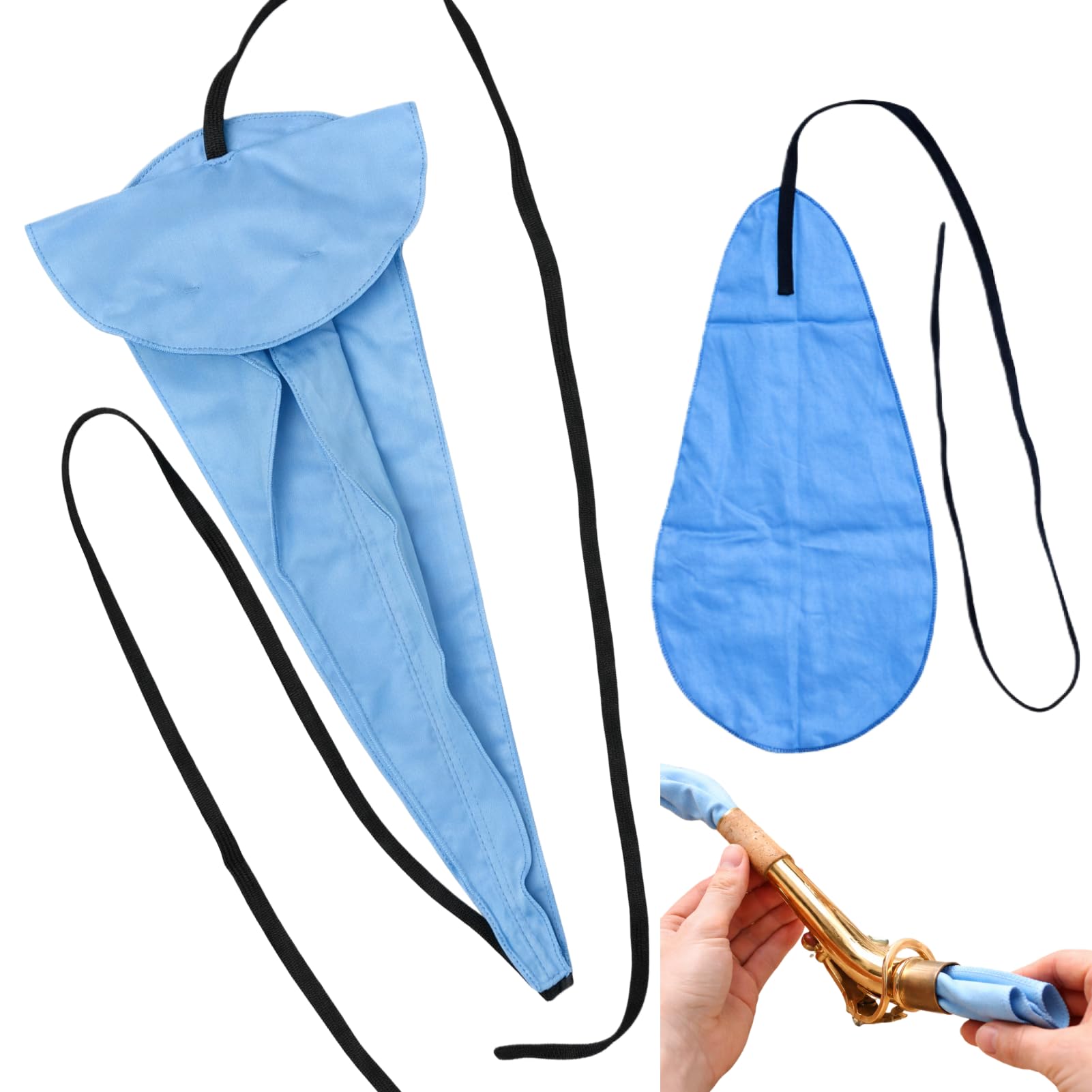 2 pièces kit d'entretien pour saxophone, chiffons de nettoyage avec corde de tirage, pour retirer facilement l'humidité et la saleté du tube intérieur, doux, absorbant et délicat