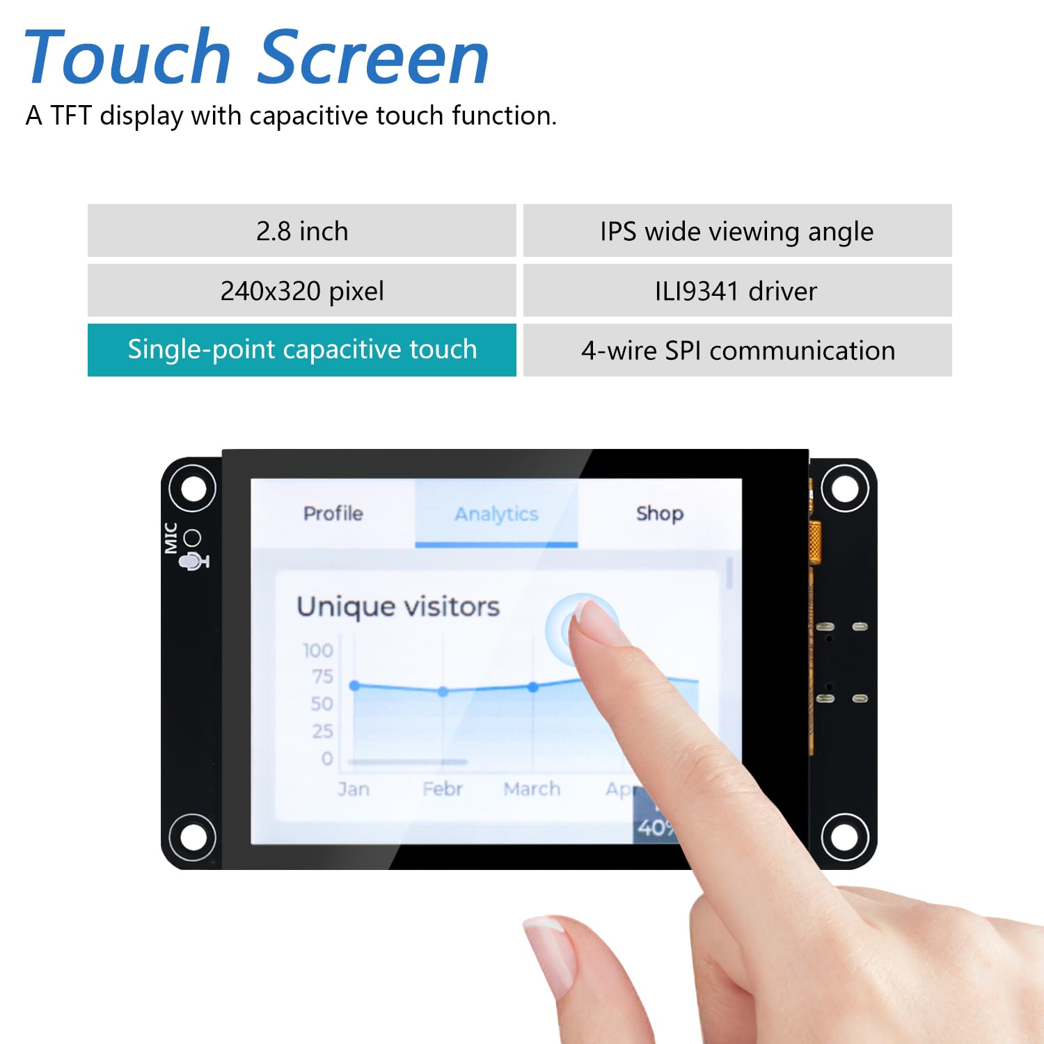 Freenove ESP32-S3 ESP32 S3 Display CYD 2.8 inch IPS Capacitive Touch Screen 240x320 Pixel, Supporting XiaoZhiAI AI, Dual-Core 32-bit 240 MHz Microcontroller WiFi+BT, C Code LVGL Projects Tutorial