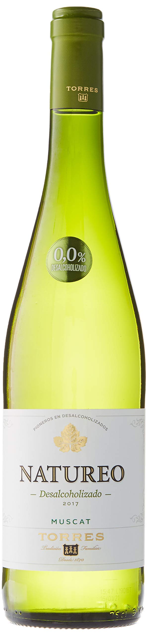 Natureo Muscat (Sin Alcohol), Vino Blanco Desalcoholizado - 6 botellas de 75 cl, Total: 4500 ml