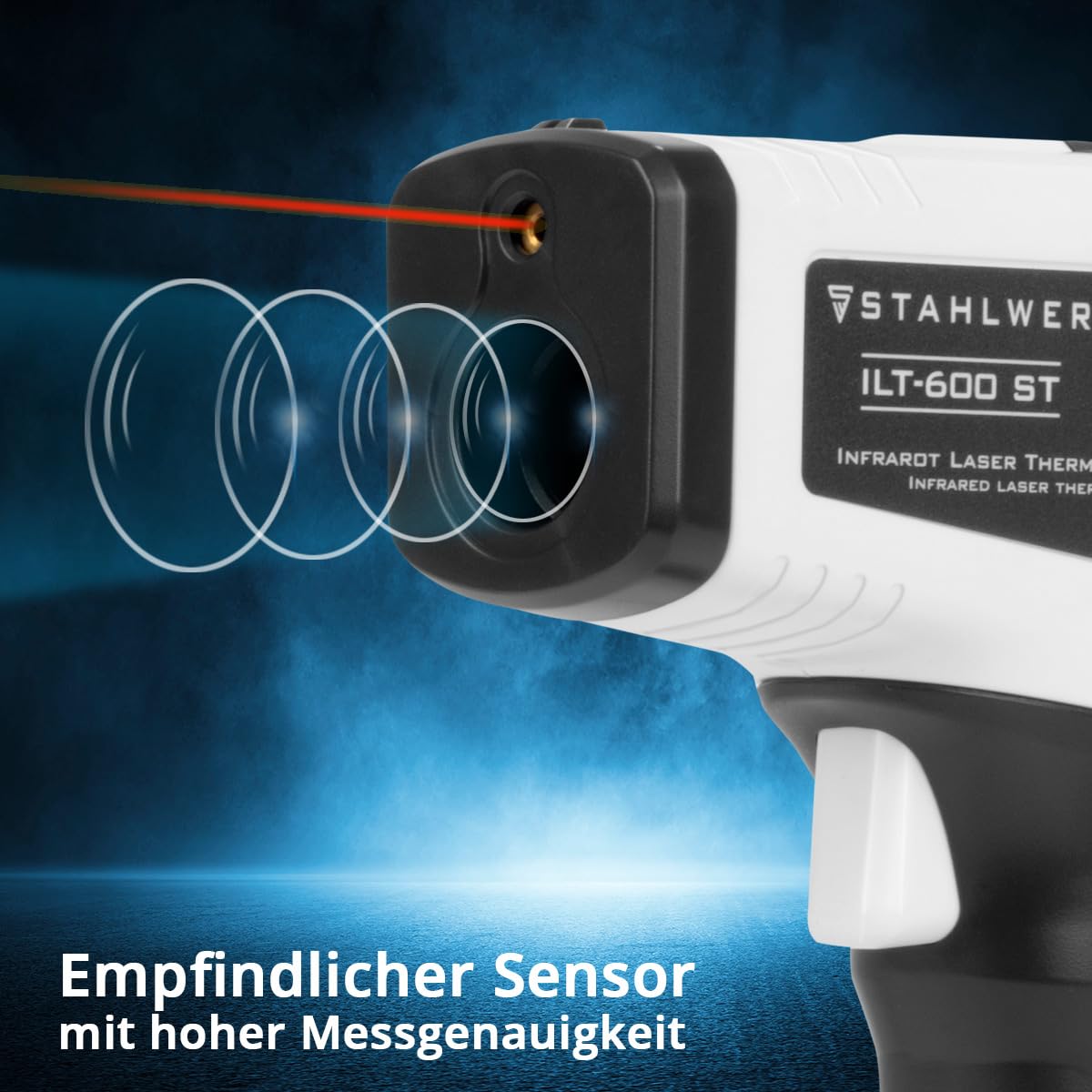 STAHLWERK Infrarot-Laser-Thermometer ILT-600 ST -50C° bis 600°C Digitales Infrarot-Temperaturmessgerät | Pyrometer | Strahlungsthermometer | Digital-Thermometer für kontaktlose Messungen