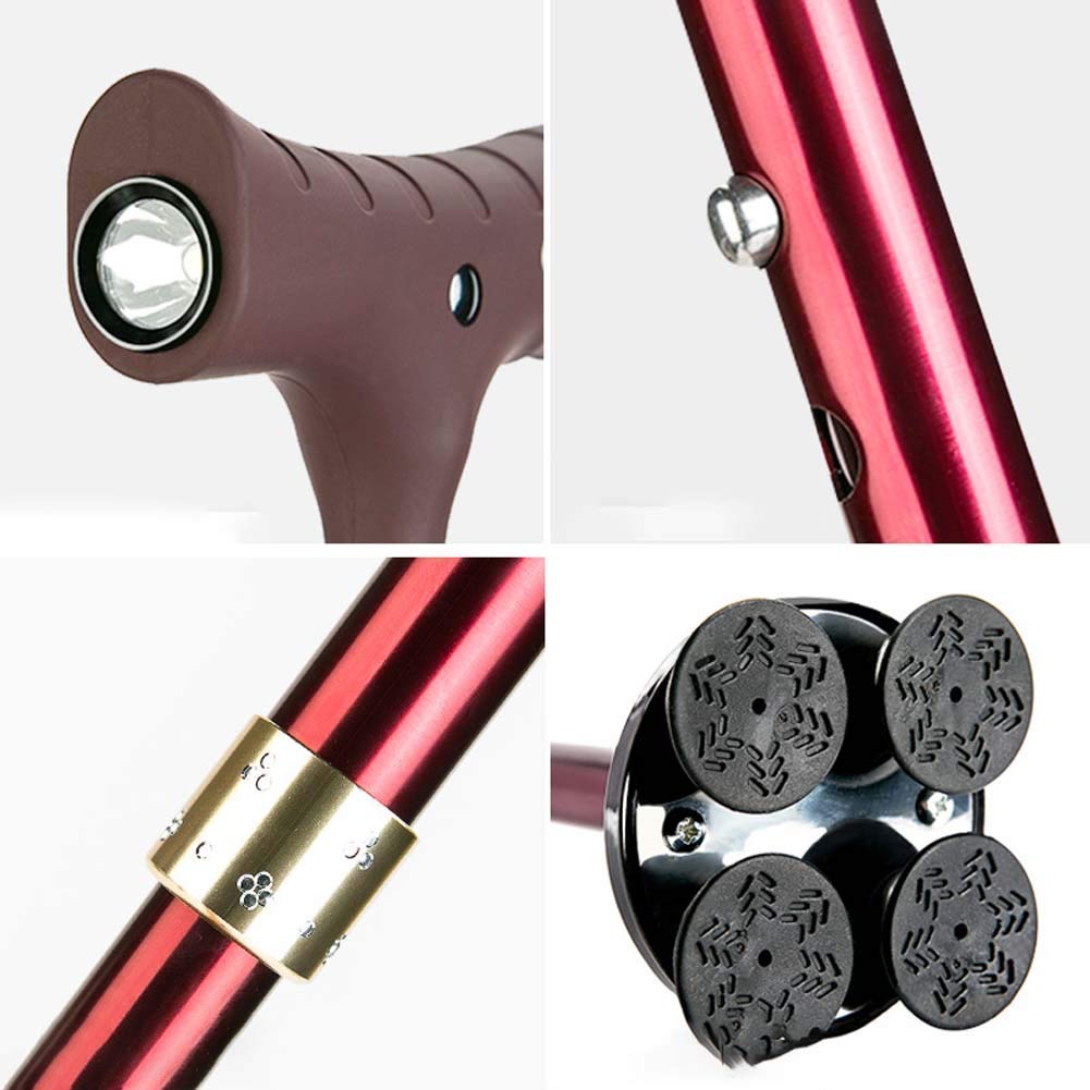 Bastón de luz LED, bastón Antideslizante de Altura Ajustable, bastón telescópico magnético Antideslizante para Enviar Ancianos,Muletas Times