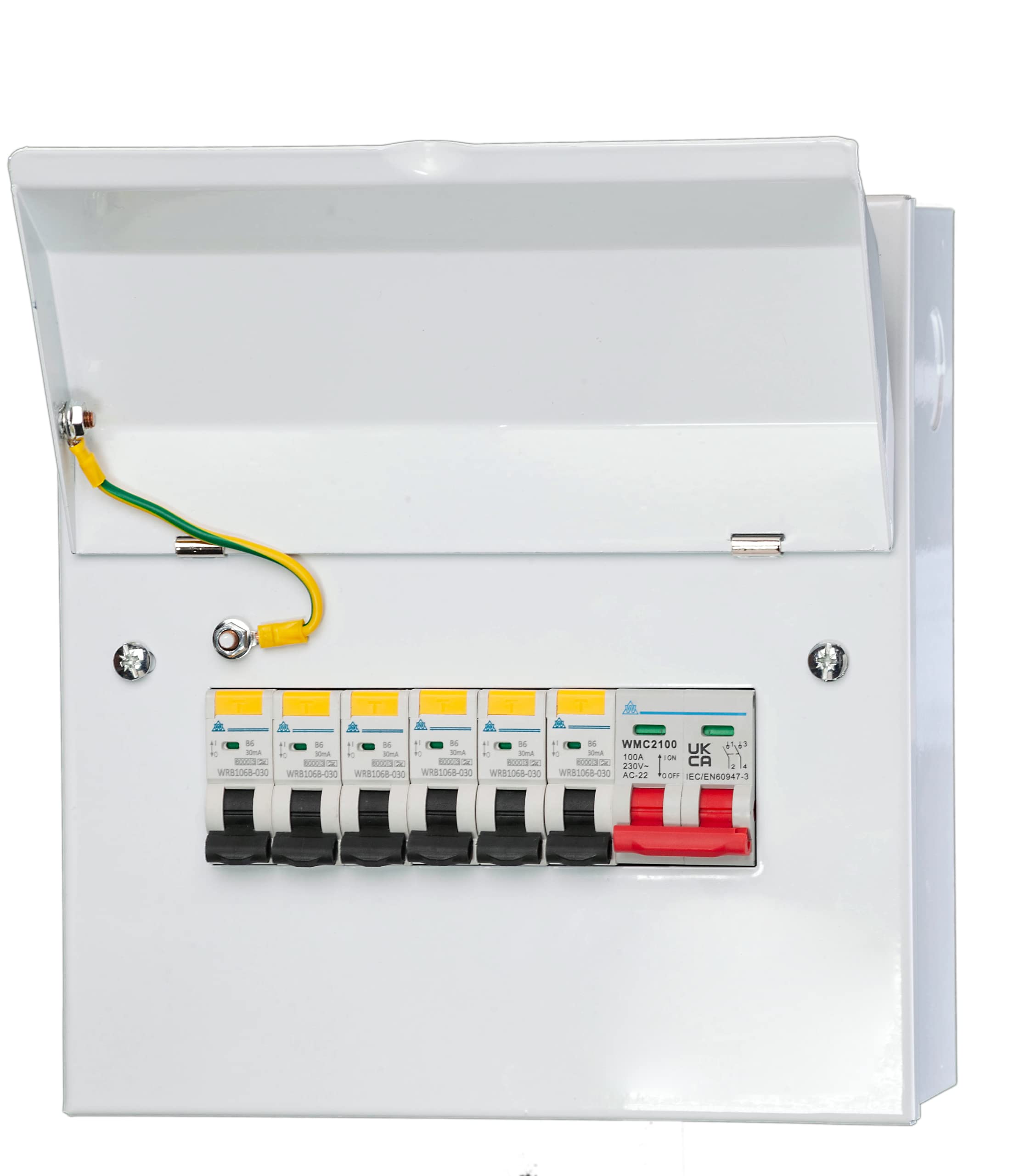 WCED 10 Way Metal Consumer Unit with 8 Compact A Rated RCBOs c/w 100A MS