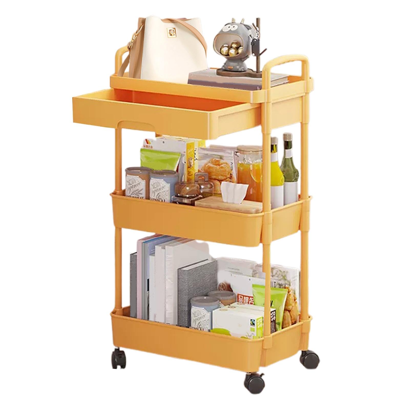 3-poziomowy wózek narzędziowy | Drawer Storage Trolley Rolling Cart Cart for Kitchen and Living Room | Wszechstronny organizer na przekąski z półkami na kółkach dla łatwego dostępu i