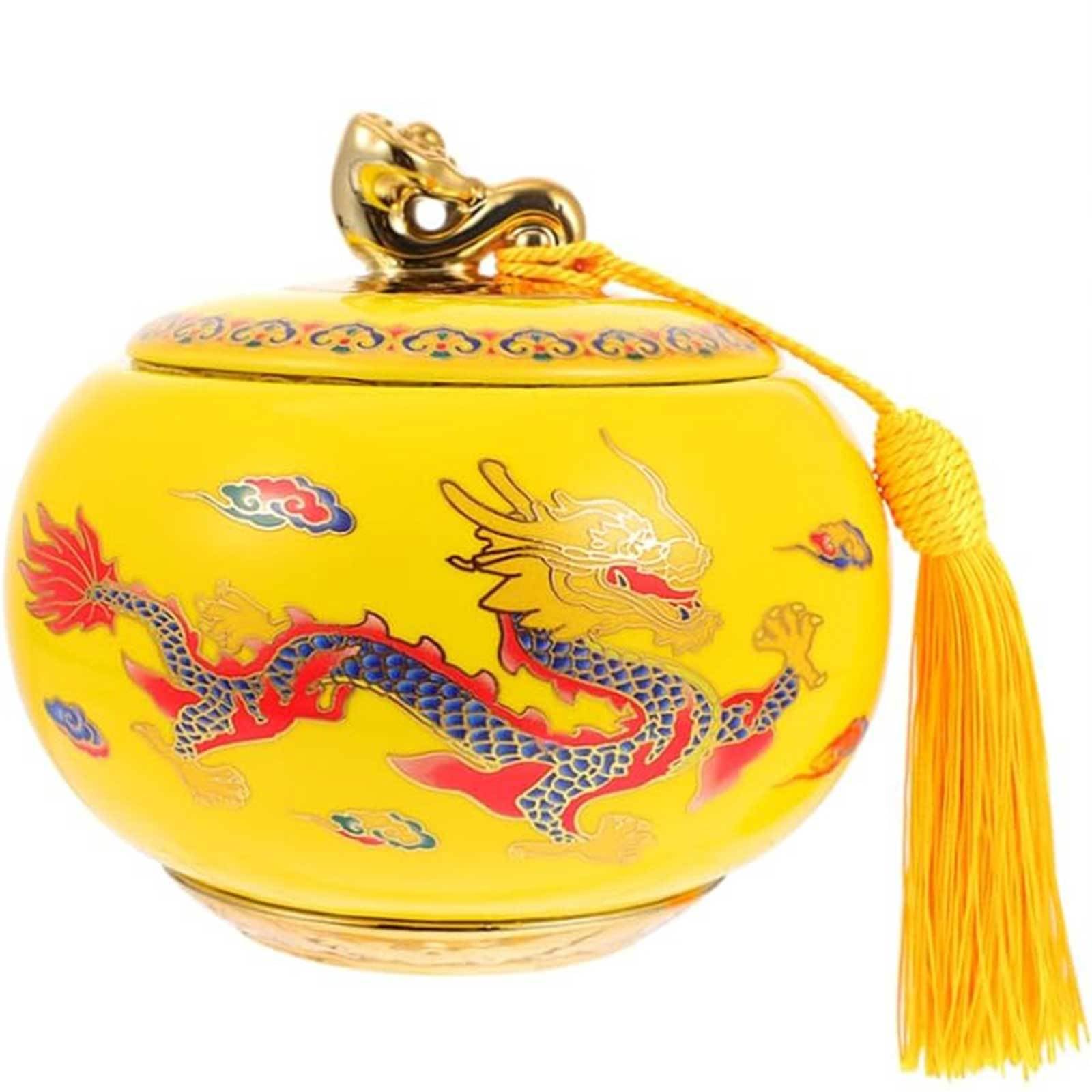 Ceramic urns, Ceramic Urns for Sharing Adult Ashes Dog Cat Ash Holders - Pets Memorial Funeral Urn(Yellow)