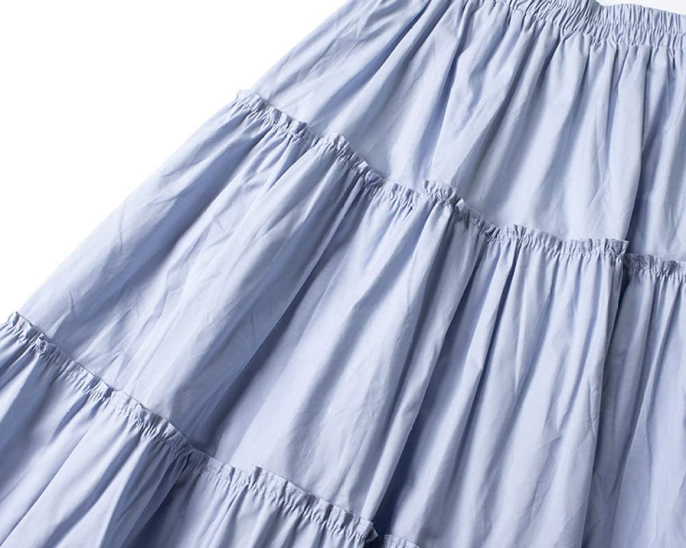 Spódnice dla kobiet Wielka Brytania, plus rozmiar Czarna spódnica zimowa Elastyczna talia, falbana Ruched Spódnice z wysokim stanem Eleganckie spódnice maxi dla(Sky Blue One Size)
