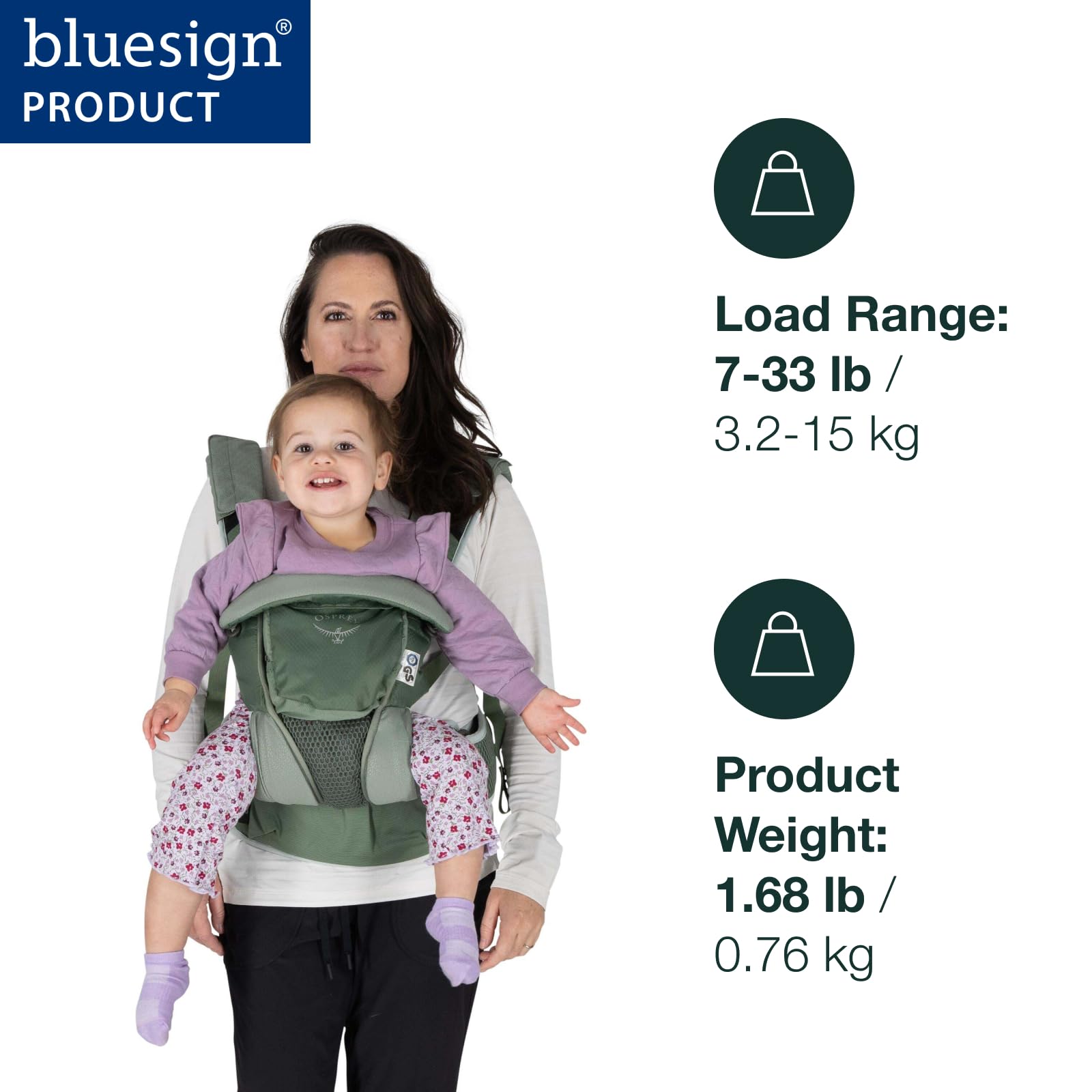 Osprey Poco Soft Baby Carrier for Newborns, Koseret Green