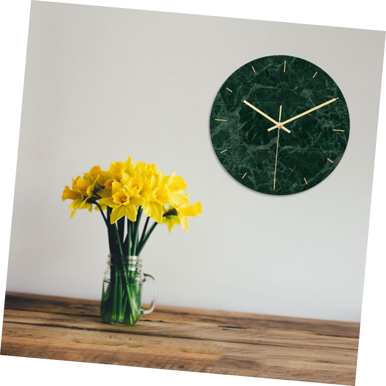 ABOOFAN Lustige Wanduhr aus Acryl mit Großem Klar Lesbarem Zifferblatt und Geräuschlosem Mechanismus Moderne Runde Marmoruhr für Wohnzimmer Zuhause