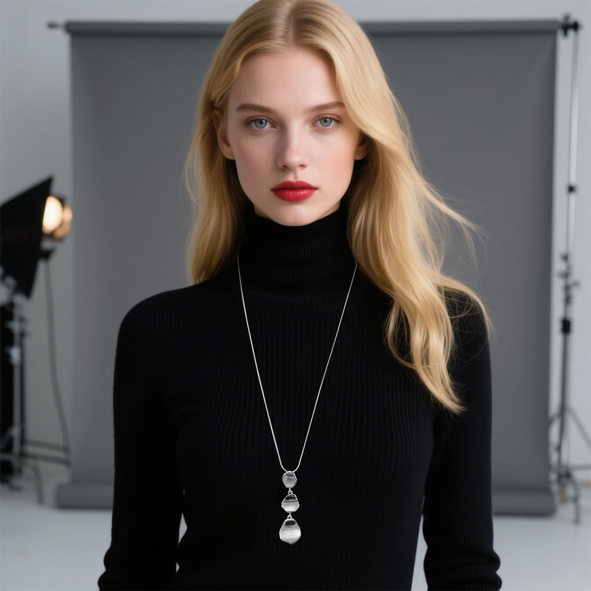 Long Sweater Necklaces for Women Multi-Layer Chain Pendant Irregular Y Necklace Trendy Jewelry with Gift Box - Image 3