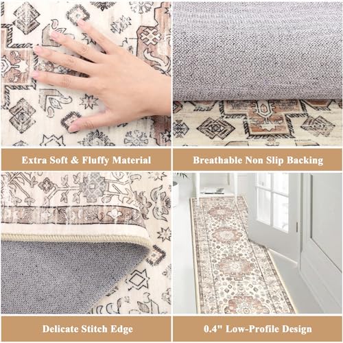 Pauwer Boho Hallway Runner Rug 2x6 Washable Entryway Area Rugs Non Slip Farmhouse Vintage Floor Mat Carpet Runner for Hallways Laundry Room Kitchen Bathroom Bedroom
