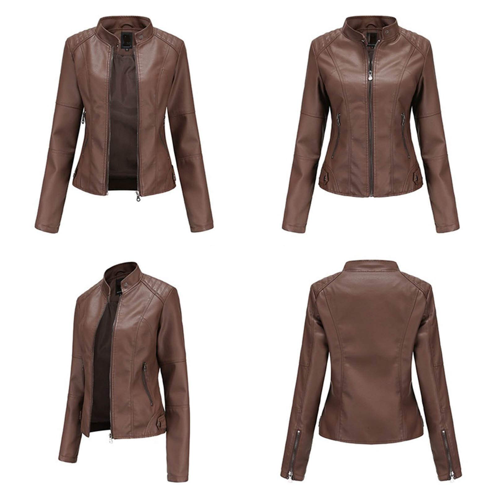 Lederjacke Damen Fruehling Kapuzen Kunstleder Lederjacke Frauen Jacke mit Reißverschluss Motorradjacke Bikerjacke Kapuzenjacke Übergangsjacke 2026
