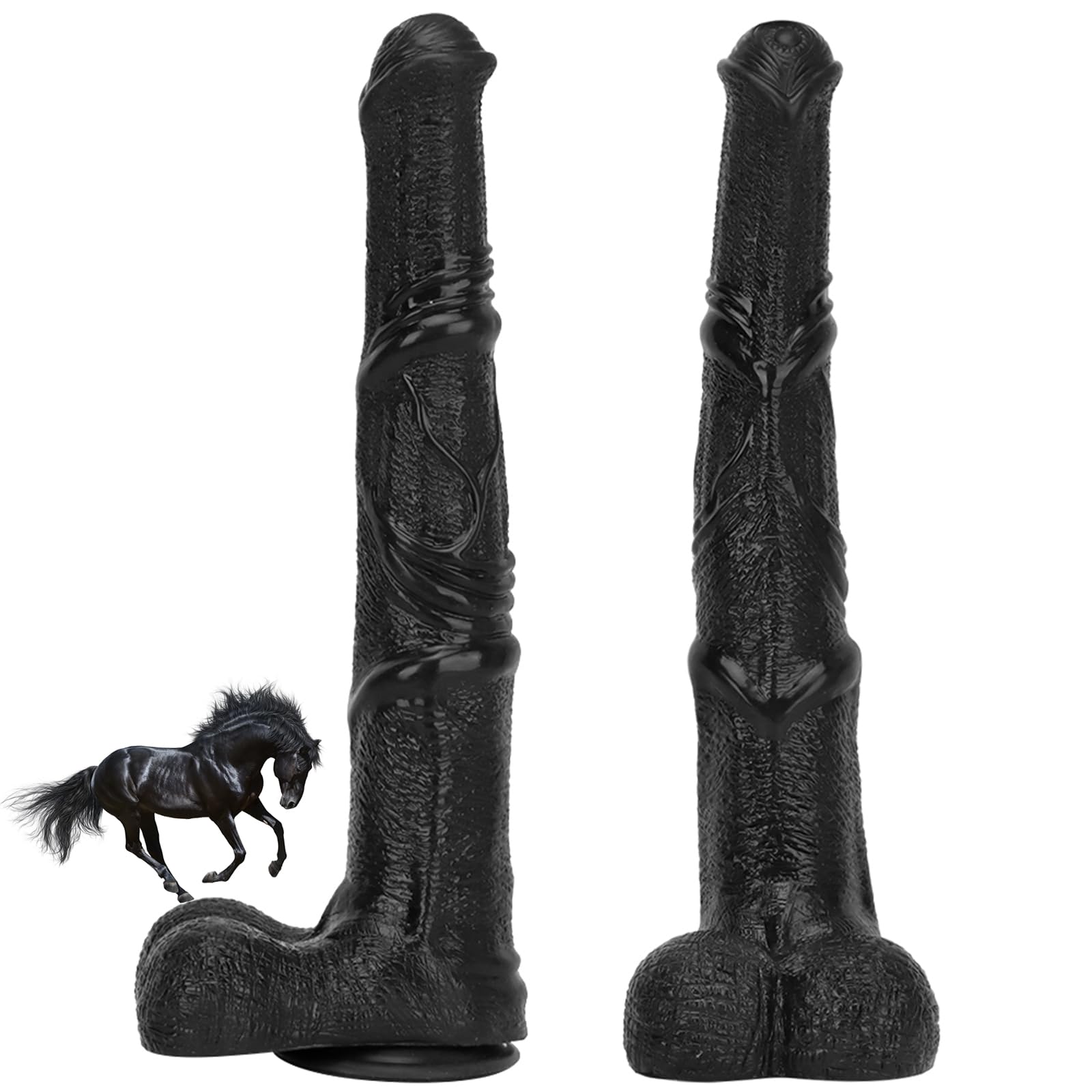 Seckoe Realistischer Horse Dildo, 37 cm Big Penis Riesige Tier Pferd Dildo, Saugnapf Silikon Analdildo Analplug Tierisches Penis Sexspielzeug für Paare Männer Frauen