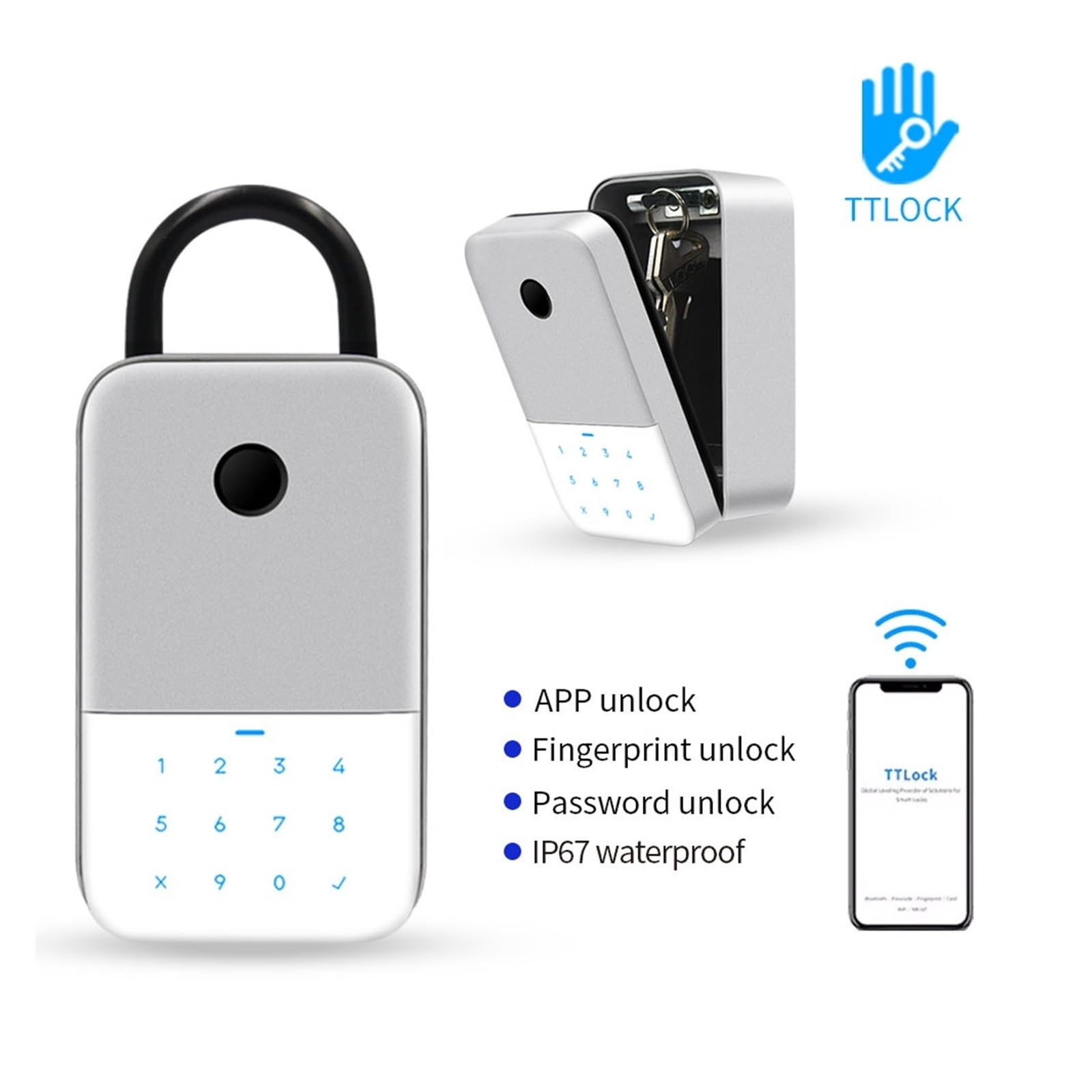 Safe, Schlüsseltresor TTlock APP Finrabdruck Digitaler Schlüsselkasten App Fernzugriff Wandmonta-Kombinationssicherheits-Schließfach(TTLOCK-Password)