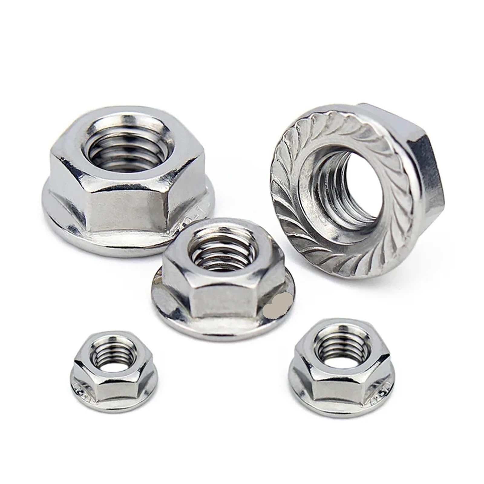 Tuerca hexagonal con brida, 10 tuercas autoblocantes hexagonales de acero inoxidable 304 con brida y cierre deslizante.(M20)