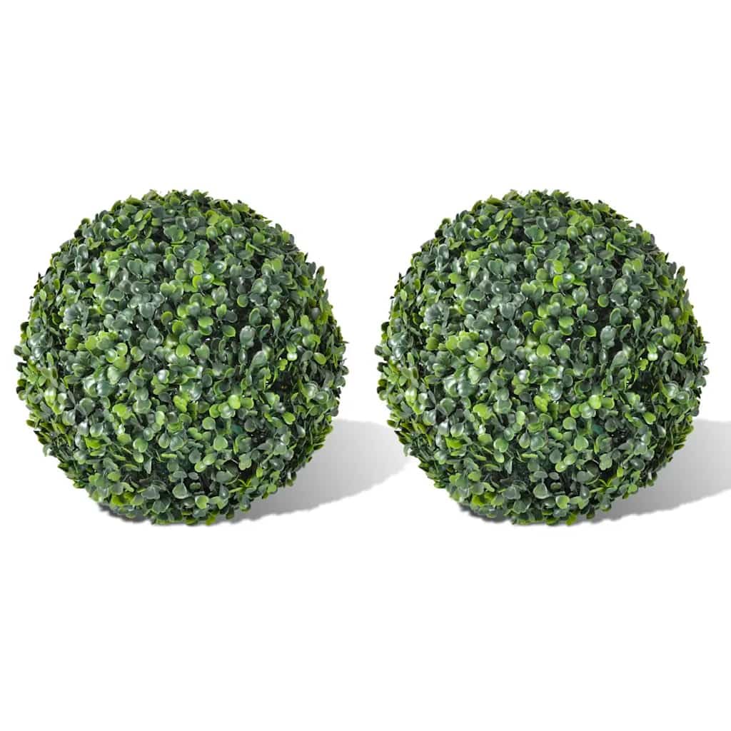 Buchsbaumkugeln 2 STK 35 cm künstliche Grünpflanze aus PVC für Innen und Außen Pflegeleichte Deko Kugel ideal für Terrasse Balkon Wohnzimmer Büro und Garten