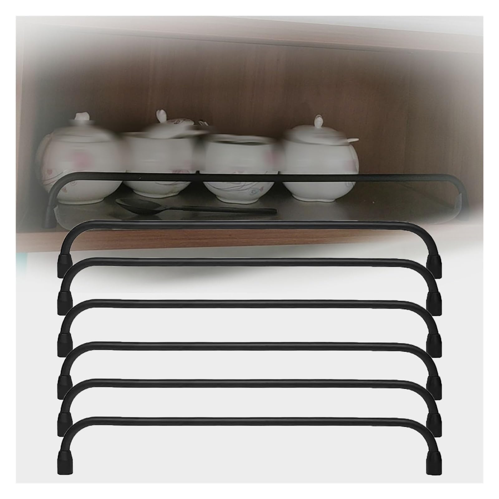 NIUSABOU Aluminum Shelf Guard, Black Metal Shelf Tipp Rail Multiple Sizes For Bookshelf Cabinet Display(6 Pack,43inch/109cm)