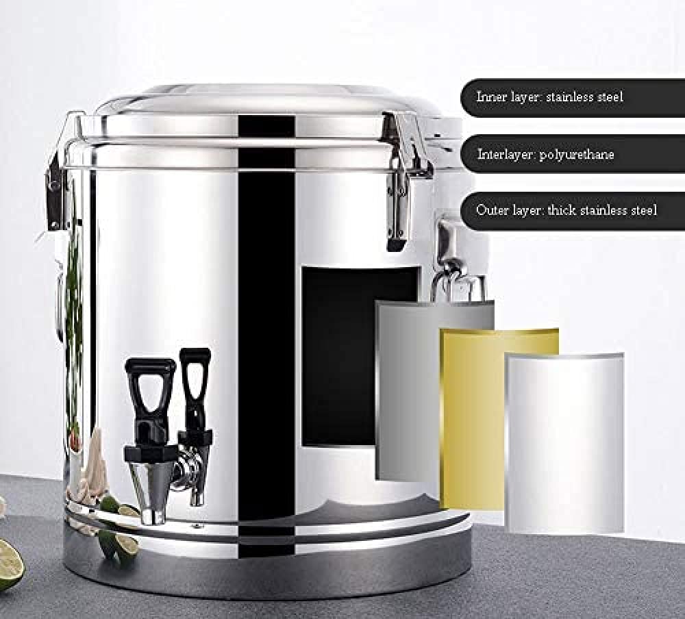 Distributore di acqua calda da 10 l, isolato per tè, secchiello per ghiaccio, scalda bevande, dispenser per bevande, urna in acciaio inox, per caffè, acqua, latte, tè e zuppe