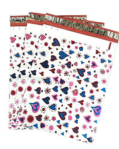 6x9 (500) Blue Pink Hearts Designer Poly Mailers Shipping Envelopes Boutique Custom Bags By ValueMailers (6