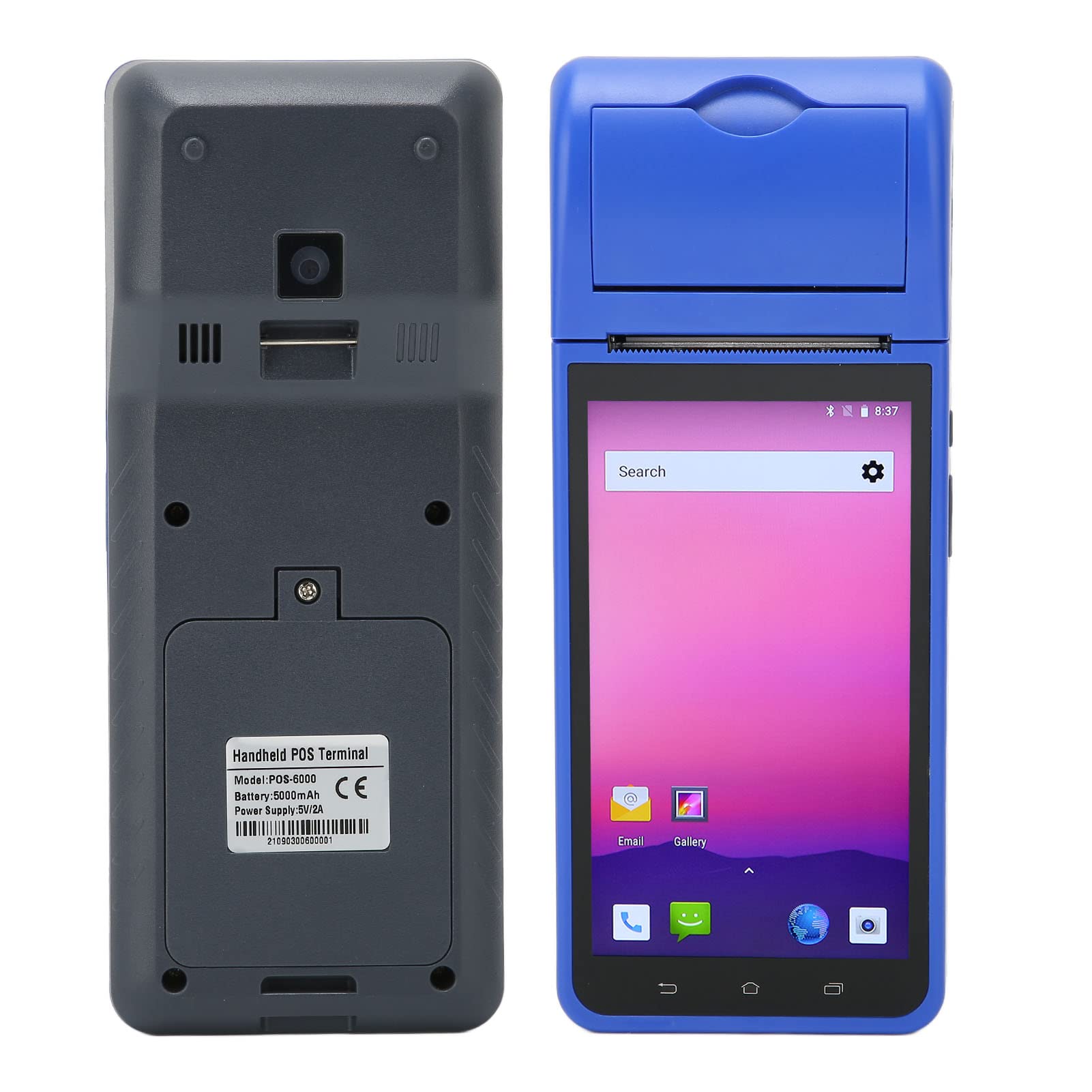 POS PDA Drukarka Paragonów Android 58 Mm Drukarka Paragonów Ekran 1280 X 720 HD Druk Termiczny Drukarka Paragonów Ręczna Maszyna POS Mobilne Czytniki Kart Kredytowych, 70 Mm/S