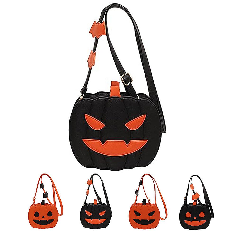 GETERUUV Halloween Pumpkin Purse Novelty Ghost Purse PU Leather Halloween Crossbody Bag Halloween Accessories for Women Men
