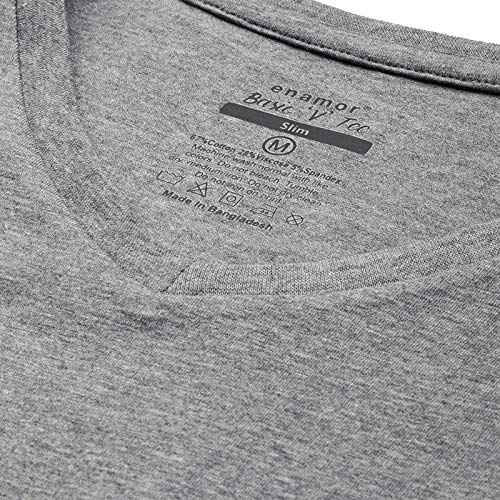Image of Enamor Short Sleeve Regular Length Pull On Basic V Neck T-Shirt for Women - Slim Fit, Soft and Breathable Stretch Cotton - E067