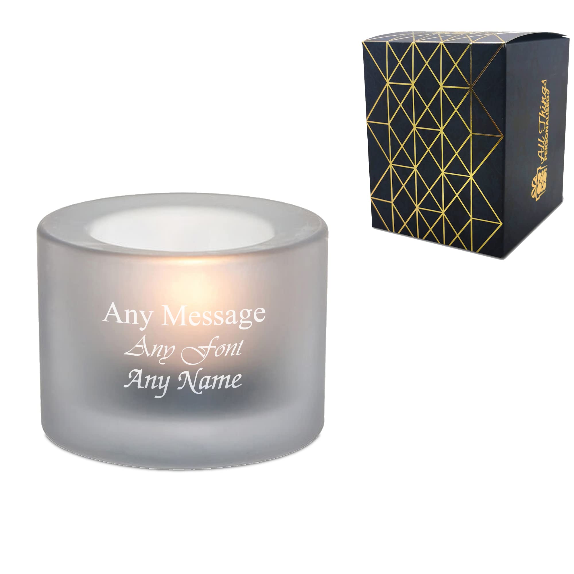 Personalised Engraved Chunky White Tealight Holder - Any Message Engraved