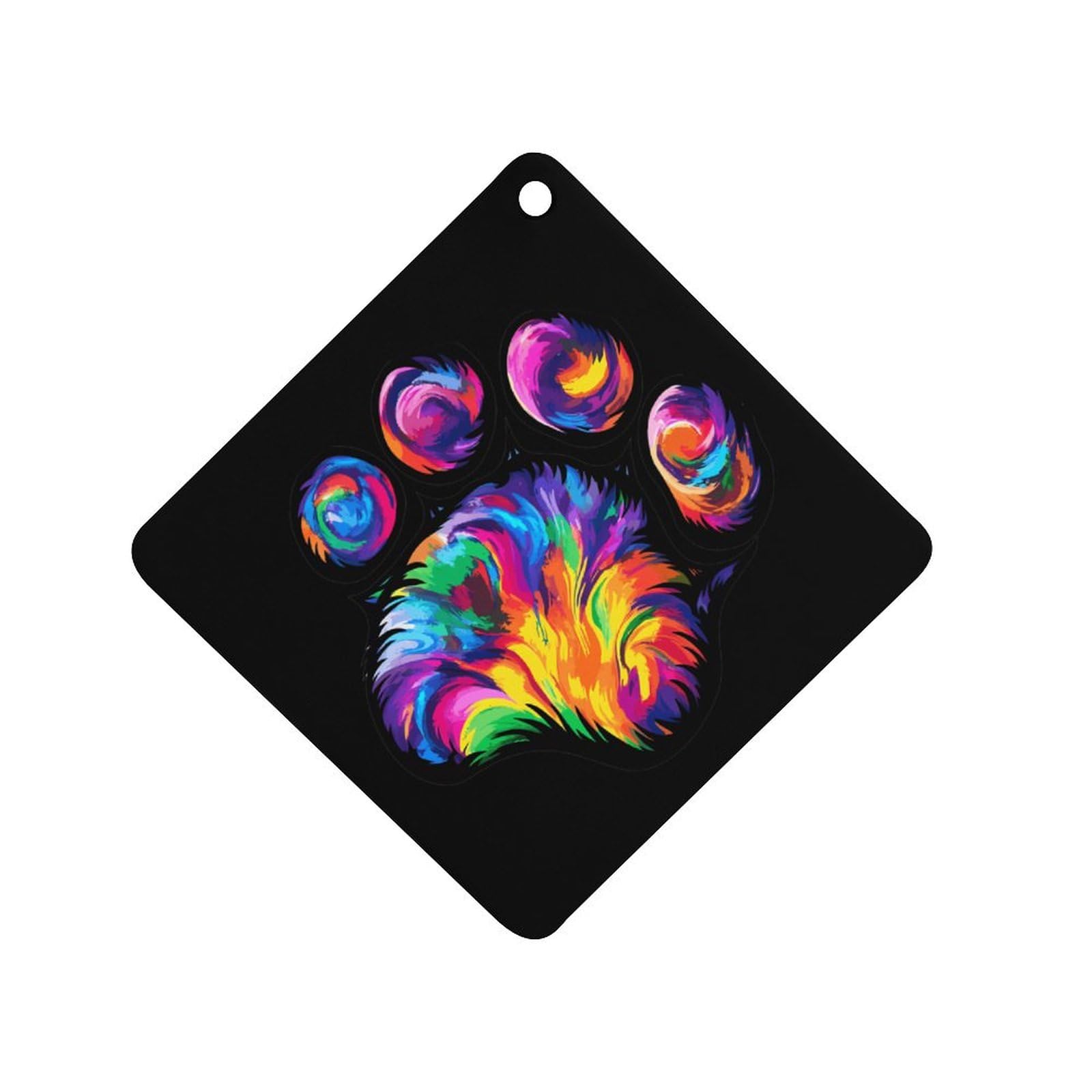 Tie Dye Dog Paw Car Air Freshener Hanging Aromatherapy Tablets for Car Accessories Rhombus