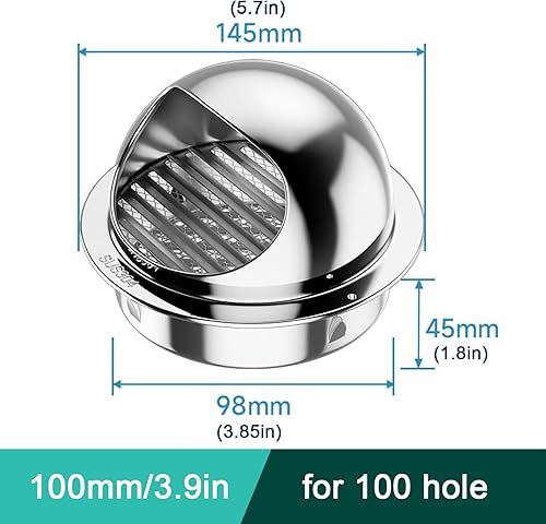 Miniatura 3 de Tapa redonda de ventilación de aire, campana extractora, tapa de lluvia de chimenea, cubierta protectora de lluvia de tubo, tapa protectora de