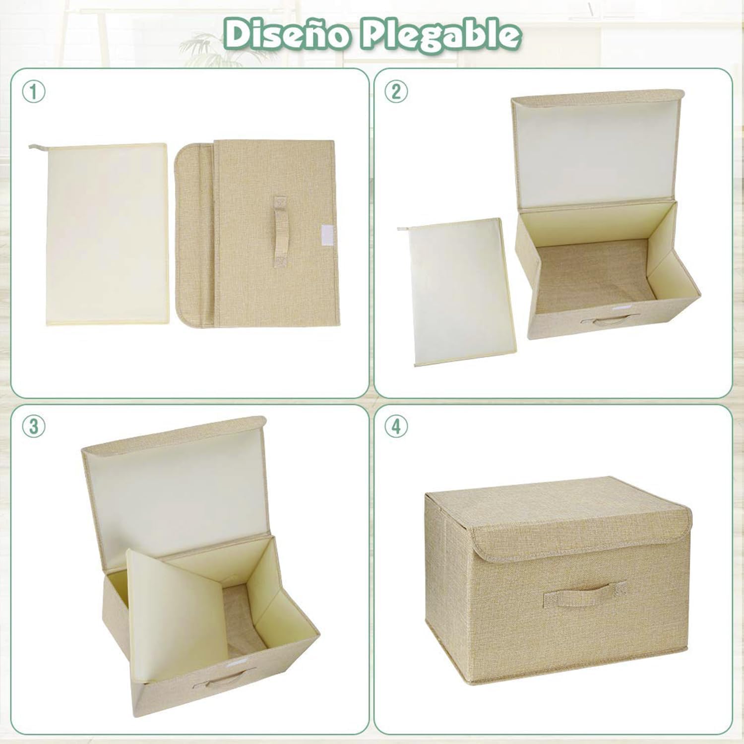 Homsorout Collapsible Storage Box with Lid, Pack of 2 - Image 4