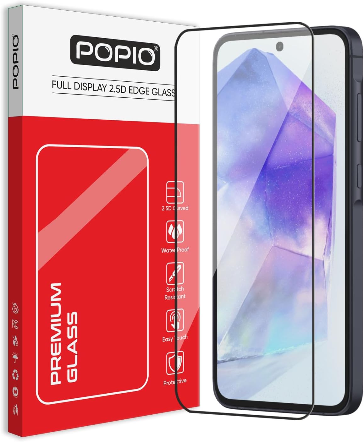 - POPIO Military-Grade Gorilla Tempered Glass For Samsung Galaxy A35 / A55 / M35 | 9H Hardness, Edge-to-Edge, Bubble-Free