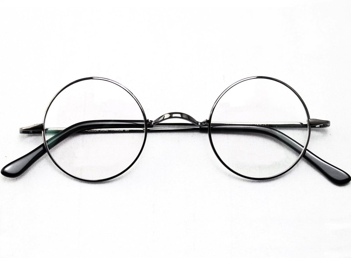 Agstum Pure Titanium Retro Round Eyeglasses Frame without Nose Pads
