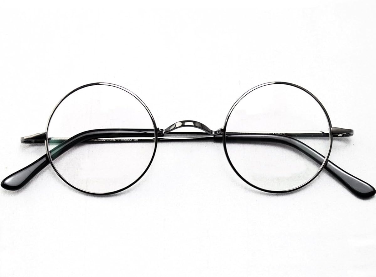 Miniatura 3 de Agstum Marco de gafas redondas retro de titanio puro sin almohadillas para la nariz