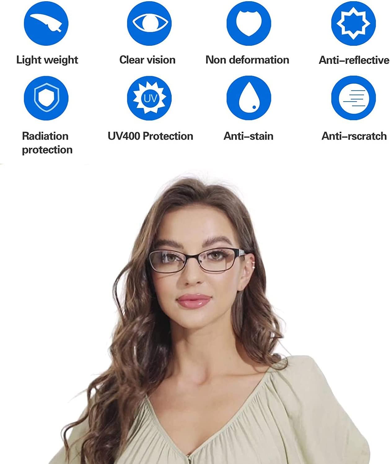 3-Pack Reading Glasses for Women Blue Light Blocking Stylish Metal Computer Readers - Image 6