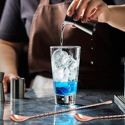 Miniatura 4 de DIFENLUN Cuchara mezcladora de acero inoxidable de 12 pulgadas, paquete de 2 cucharas de barra con patrón en espiral para coctelera de tazas altas