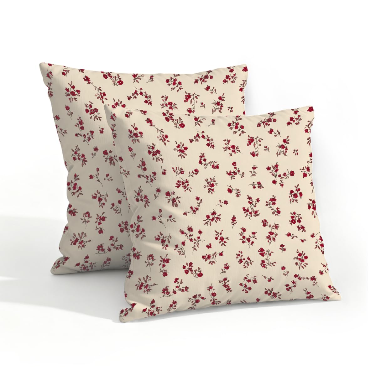 Outdoor Pillow Covers Waterproof Pillowcases 18x18in Set of 2 Cute Small Floral Botanical Decorative Throw Cushion Case for Couch Sofa Garden Patio Furniture