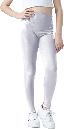 Leggings metálicos de yoga y danza para niñas, mallas
