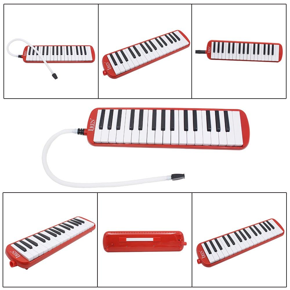 32 Tasten Melodica Musikinstrument Air Piano Keyboard Melodica Instrument mit Tragetasche (rot)