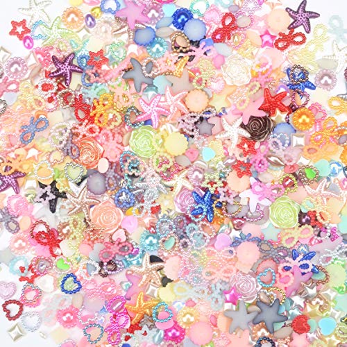 Craft Random 1000pcs Flatback Rhinestones Pearls Resins Random Embellishments Flatback Charms for Crafts Mixed Styles Loose Gems for DIY Craft Making