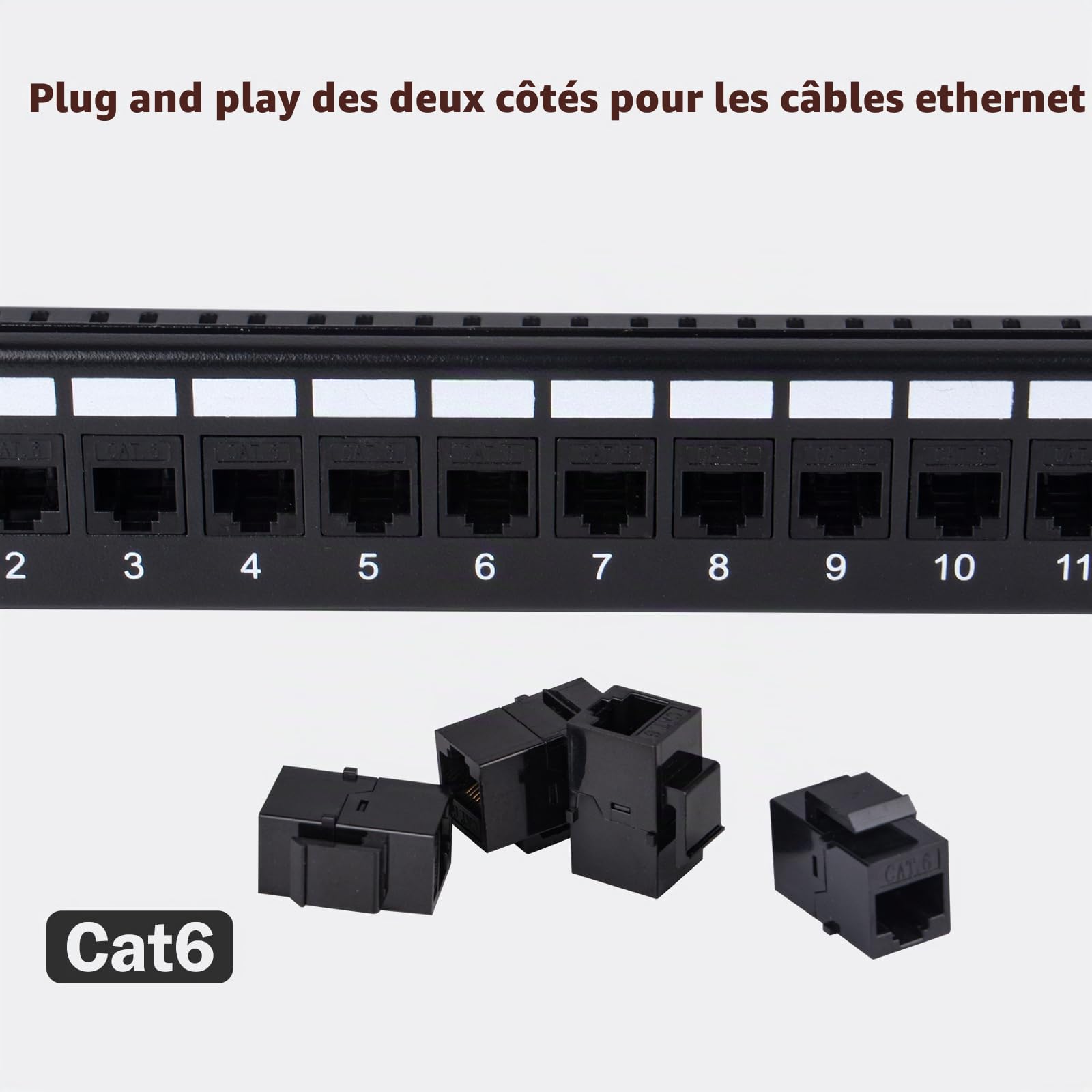 GeeekPi Panneau de brassage 12 ports Cat6, panneau modulaire à montage en rack 1U avec coupleur Keystone et gestion des câbles pour DeskPi RackMate T1/T0/T2/T0 Plus/T1 Plus, rack serveur et armoire
