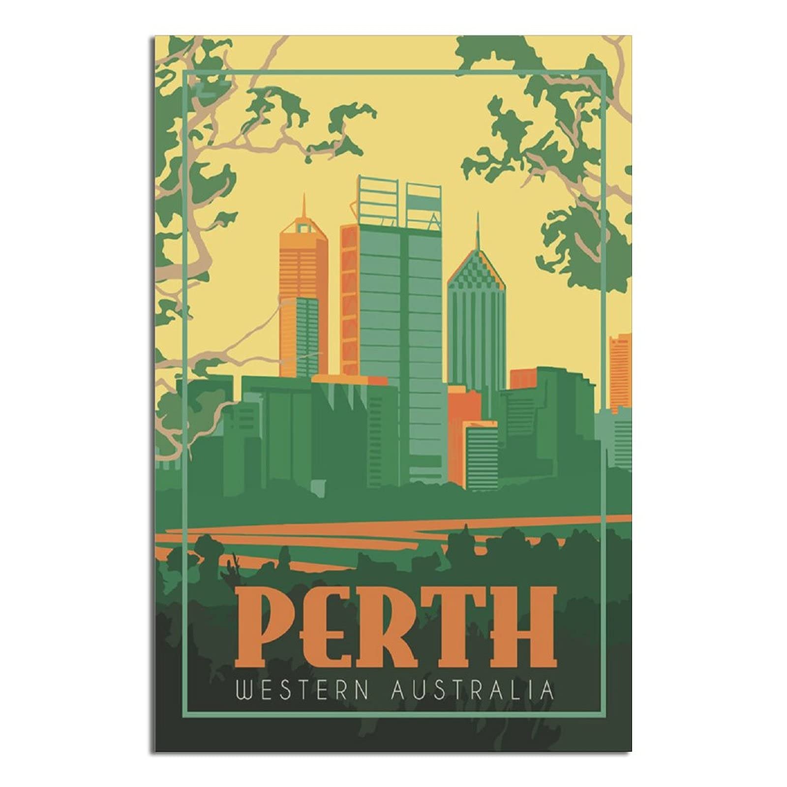 Kziwq T177 Metal Tin Sign Western Australia Perth Vintage Travel Tin Sign Vintage Rustic Decor Cave Coffee Shop Bar Bedroom Home Wall Decor Nostalgic Tin Sign 15X30cm