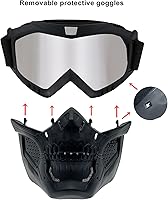 Vista 3 de Gafas de motocicleta con máscara extraíble – Gafas de motocross ATV Anti-UV ajustables MX Riding Offroad Ciclismo Moto Gafas protectoras Racing