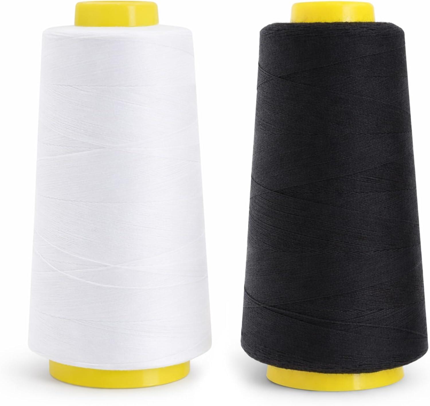 Mandala Crafts Black White Thread Cones for Machine and Hand Quilting - 4800 Yds 50 WT Multiple Purpose Mercerized 100% Cotton Threads for Sewing Machine Serger Embroidery