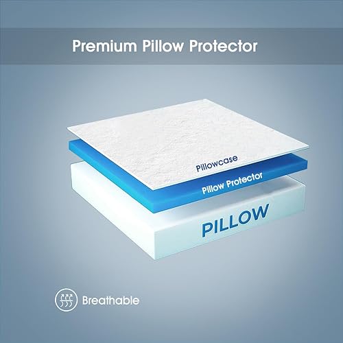 Miniatura 3 de STONECREST - Protector de almohada con refuerzo, 1 unidad, fundas de almohada con refuerzo de alta calidad con cremallera (400 hilos jacquard de