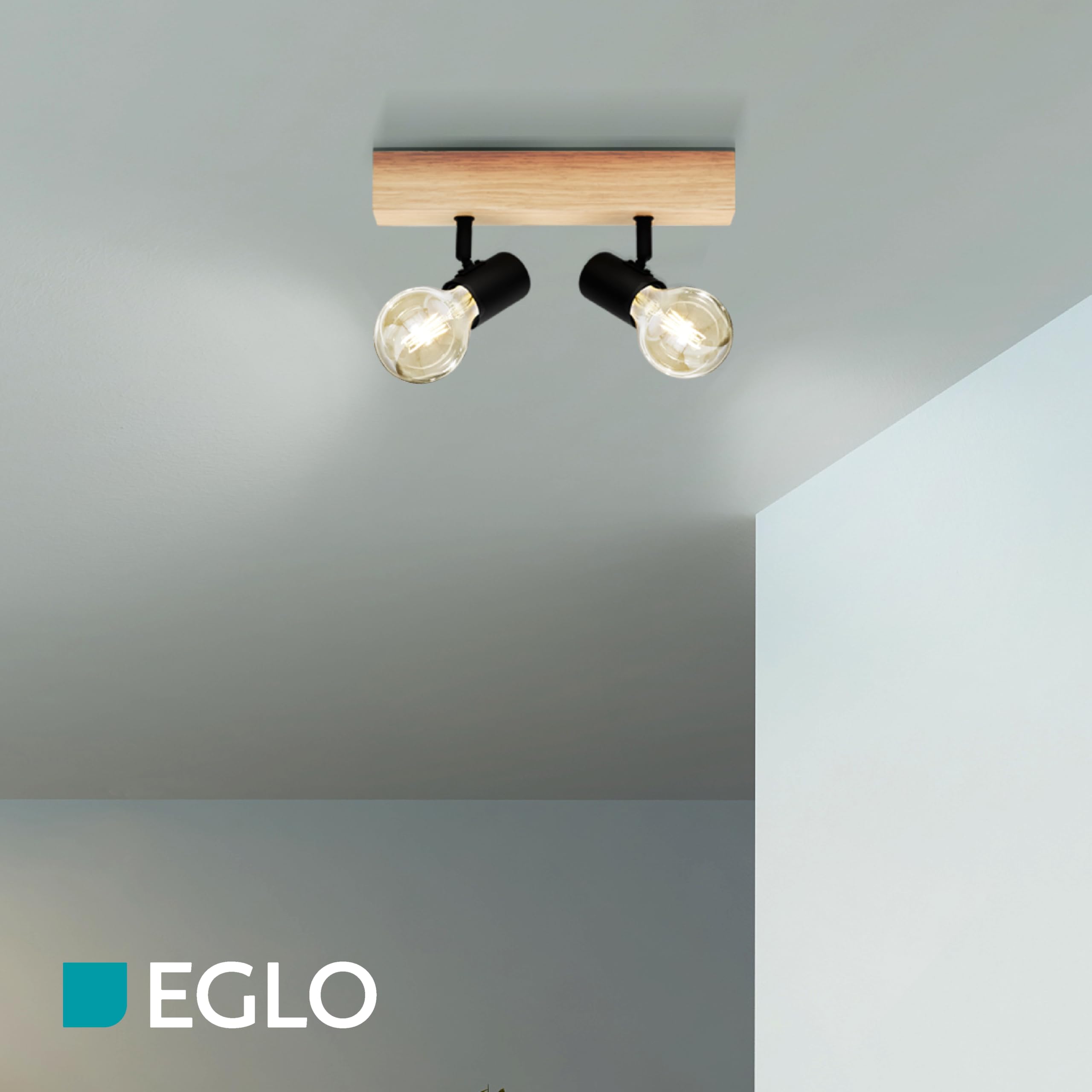 Eglo lampada da soffitto Townshend 3, plafoniera vintage a due punti