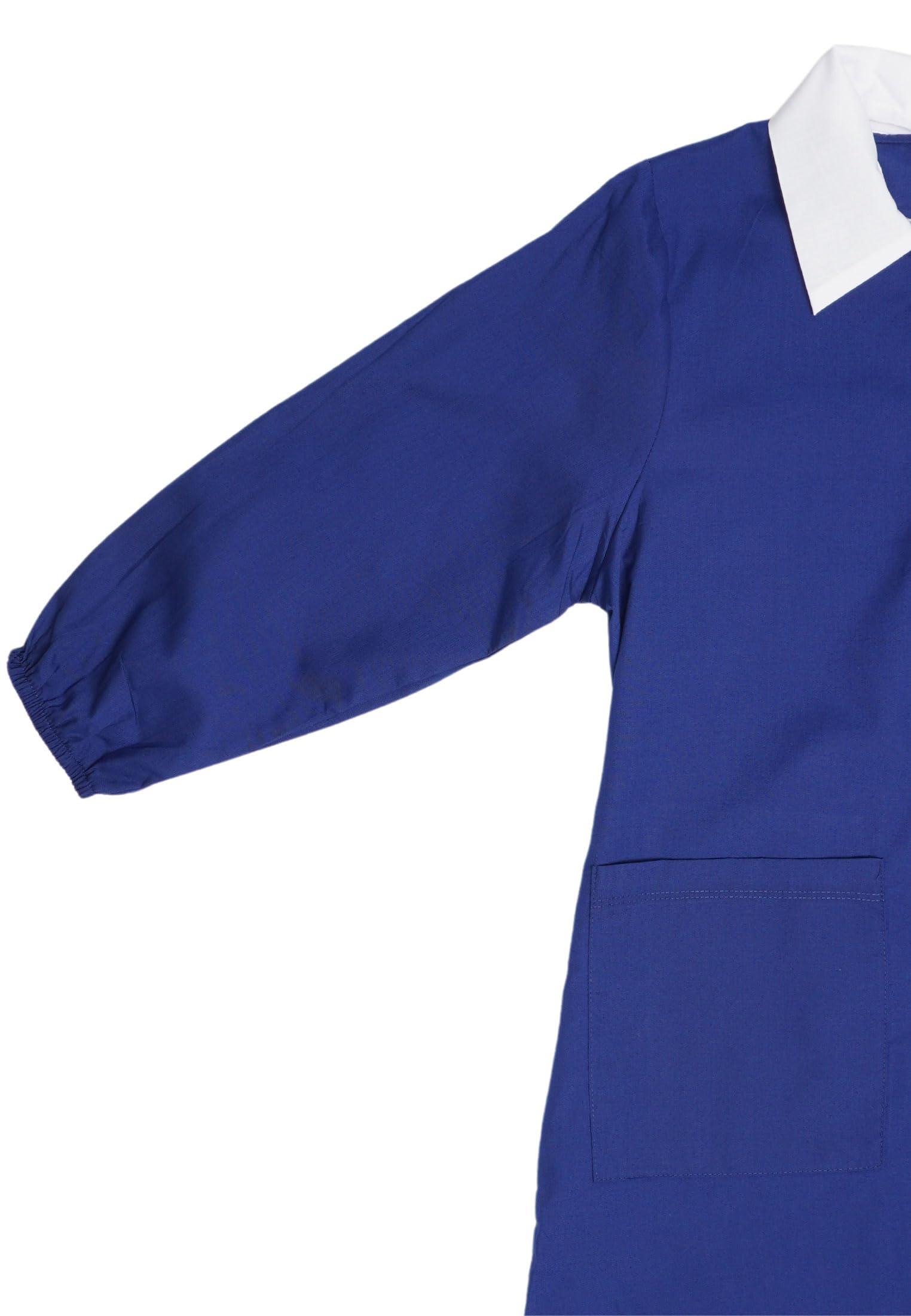 Grembiule Scuola Elementare Bambino Blu Tinta Unita 7-15 Anni con Fantasia Grembiule Bambino con Bottoni O Zip