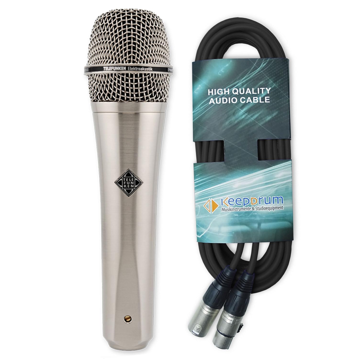 Telefunken M80 - Microfono dinamico satinato, con cavo keepdrum XLR