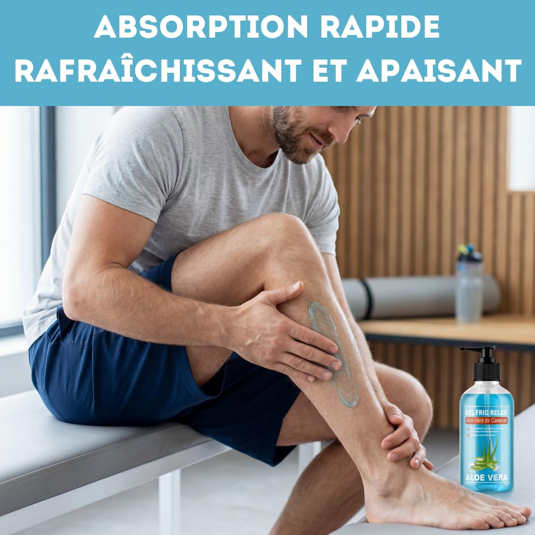 QKnatur - GEL FROID BIO ALOE VERA DE CANARIAS - Aux extraits d'Arnica et de Calendula. Effet rafraîchissant, soulage les jambes fatiguées, stimule la circulation. Hydratation (500 ml)